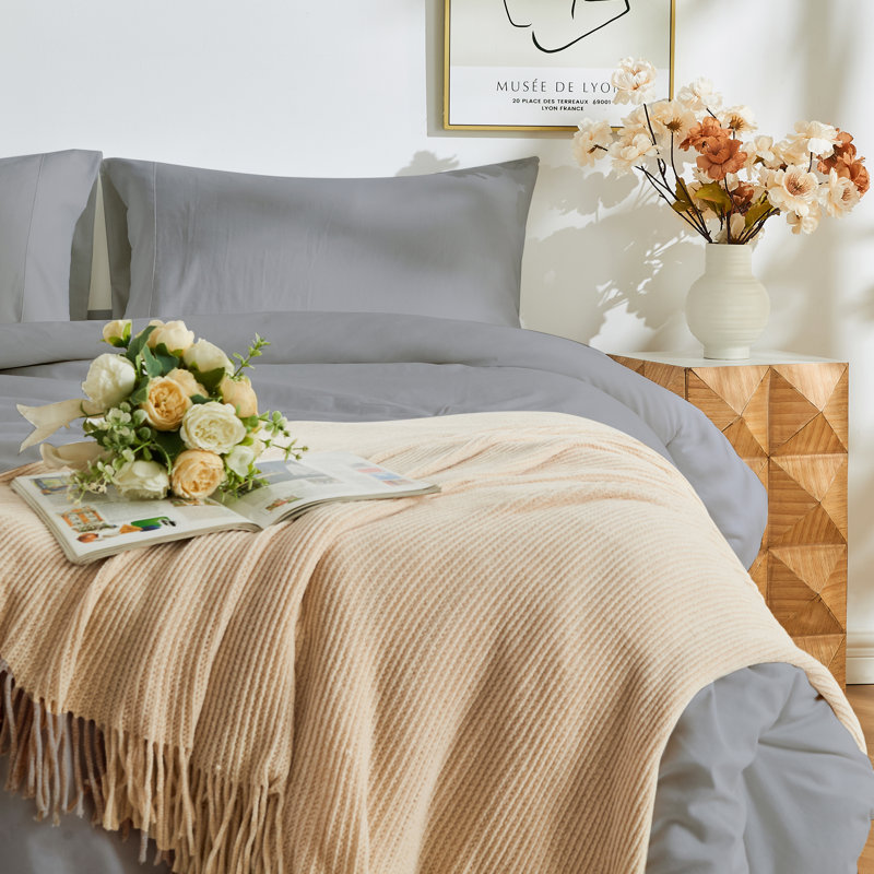 Soft Twill Microfiber Fabric Pillowcases Set, Queen Pillowcase, Gray