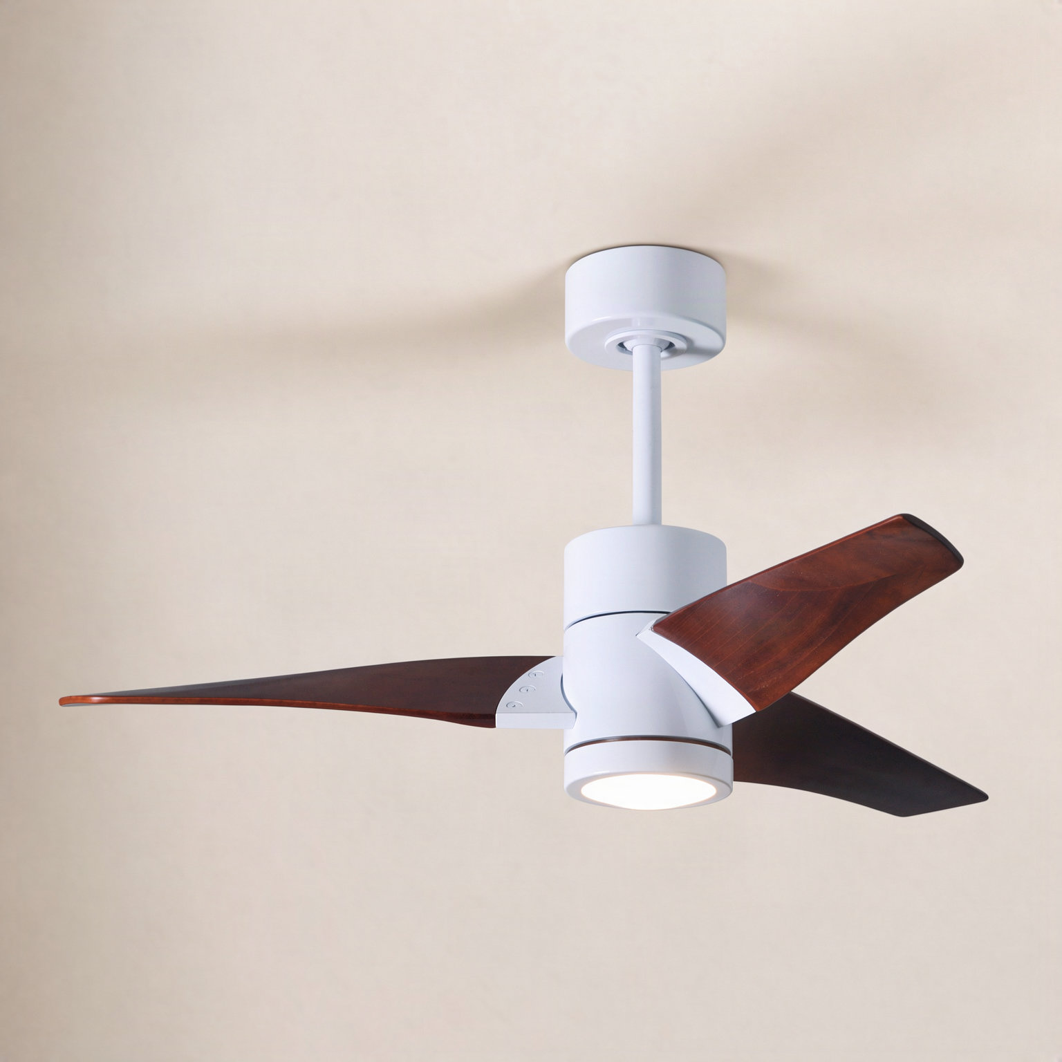 3 Blade Ceiling Fan with LED Light Kit, Gloss White/Barn Wood, 42", Walnut Tone