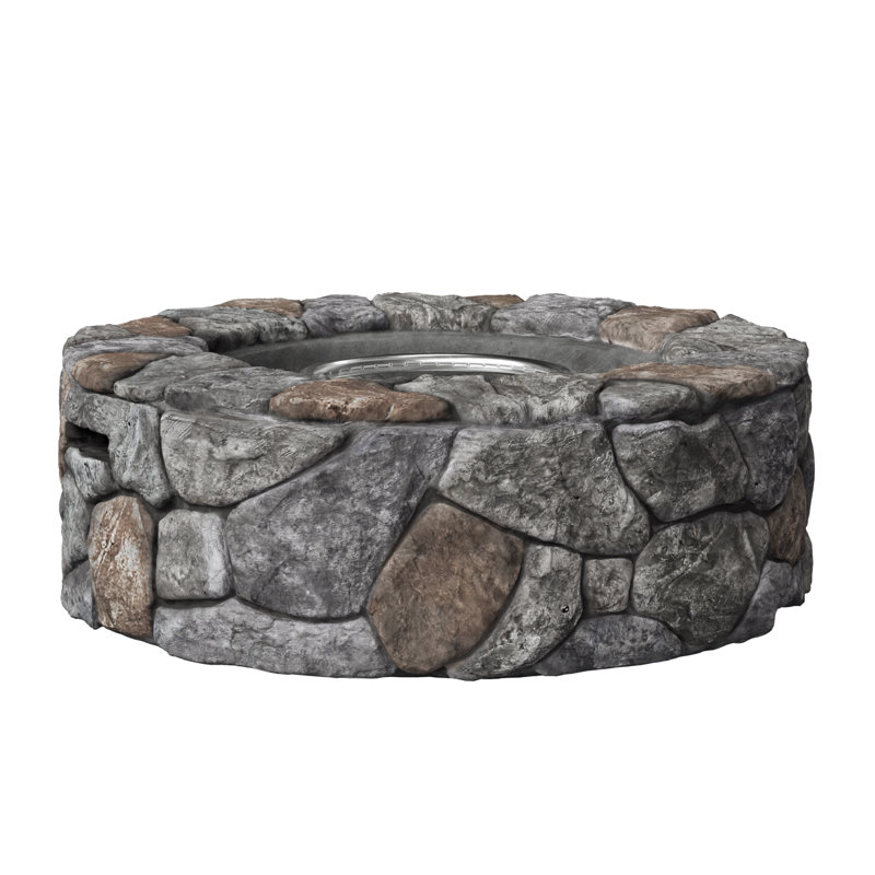 Erandekar 28" Outdoor Faux Stone Round Propane Gas Fire Pit