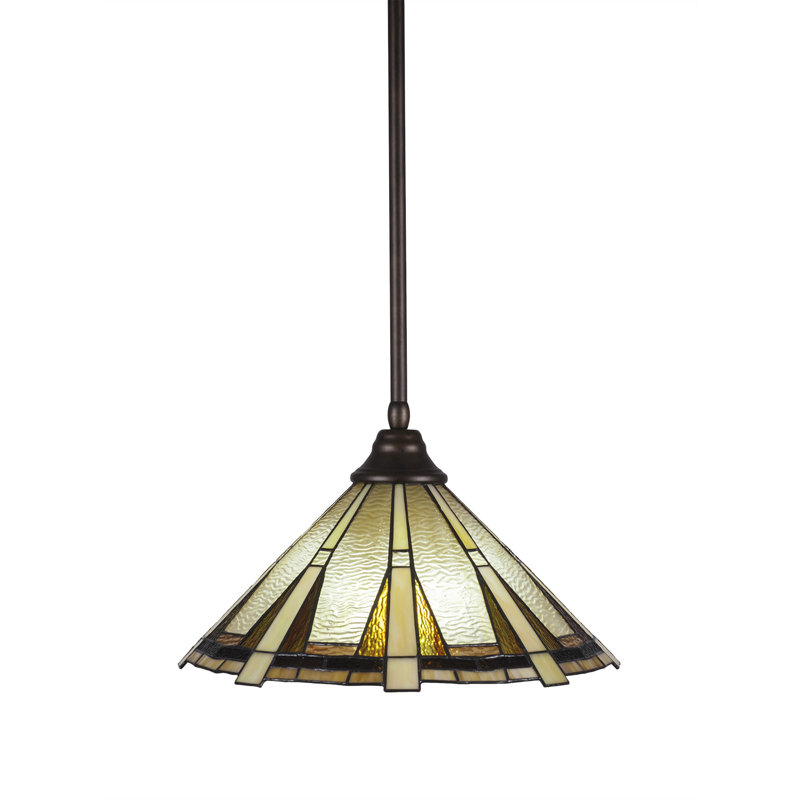 Luminaire suspendu suspendu avec tige en verre Zion 16 po, Bronze