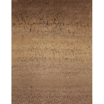 Modern Tibet Hand Knotted Abstract Area Rug in Brown