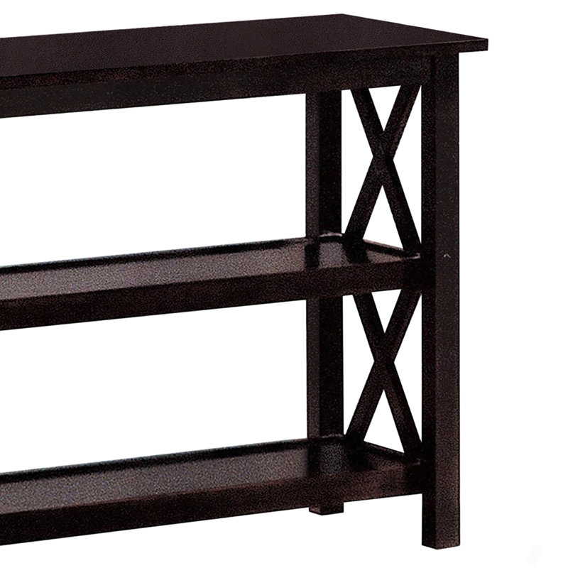 Deep Merlot Sofa Table With 3-Shelf