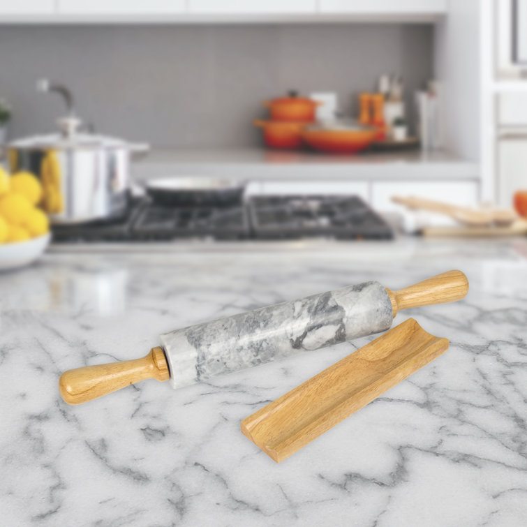 Rsvp White Marble Rolling Pin & Stand