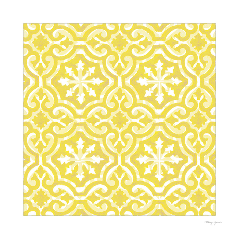 «Artisan Tile XXVI» par Nancy Green, reproduction d'art sur toile tendue, H 12 po x l 12 po, Cadre doré simple, Non