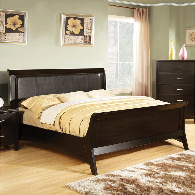 Vegan Leather Sleigh Bed
