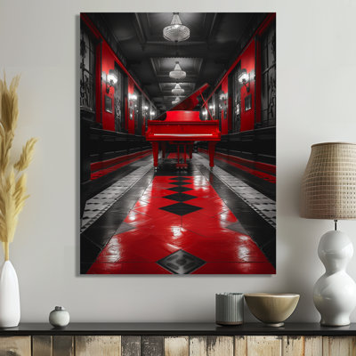 Red Black Harmonic Piano Haven Concert Hall - Concert Halls Wall Art