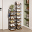 Range-chaussures vertical à 8 niveaux, tour à chaussures étroite, étagère à chaussures haute avec 2 crochets, tablettes réglables, étagères à chaussures de coin pour petits espaces, entrée, salon, blanc-108890787-119024478