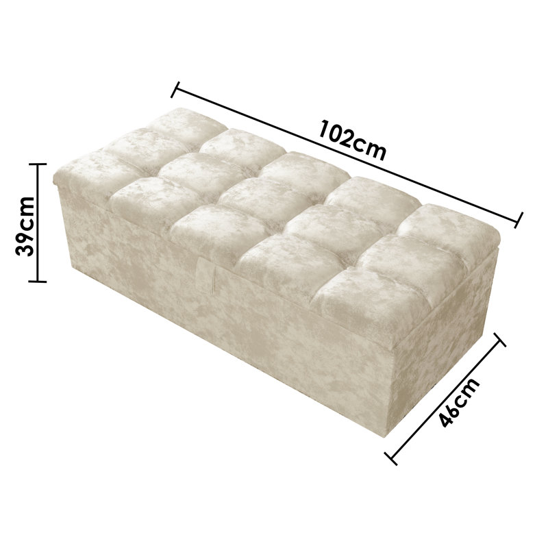 Alaxander 102cm Wide Rectangle Geometric Standard Ottoman with Storage, Cream