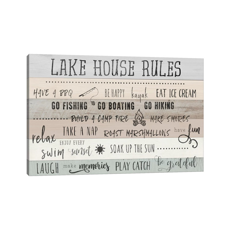 Lake House Rules - Print on Canvas, Wrapped Canvas, 66.04 cm H x 45.72 cm W x 3.175 cm D