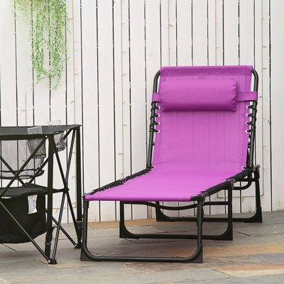 Adjustable Outdoor Chaise Lounge With Bungee Support And Mesh Seat For Comfortable Sunbathing And Relaxation