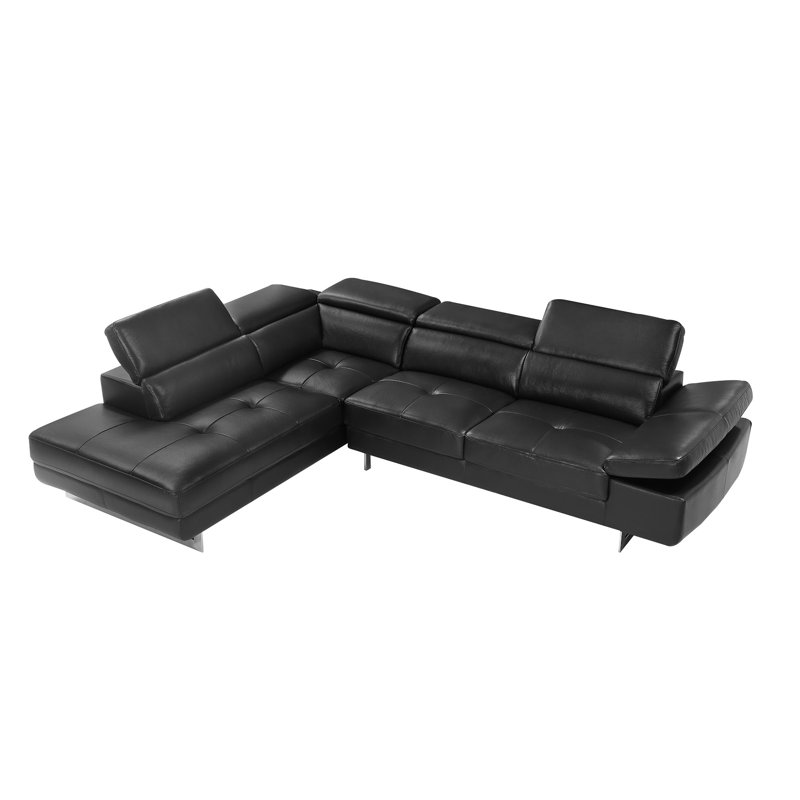 Keyesport Upholstered L-Shaped Sectional, Black, Left Hand Facing