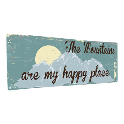 «Mountains Are My Happy Place, plaque en métal» sur métal