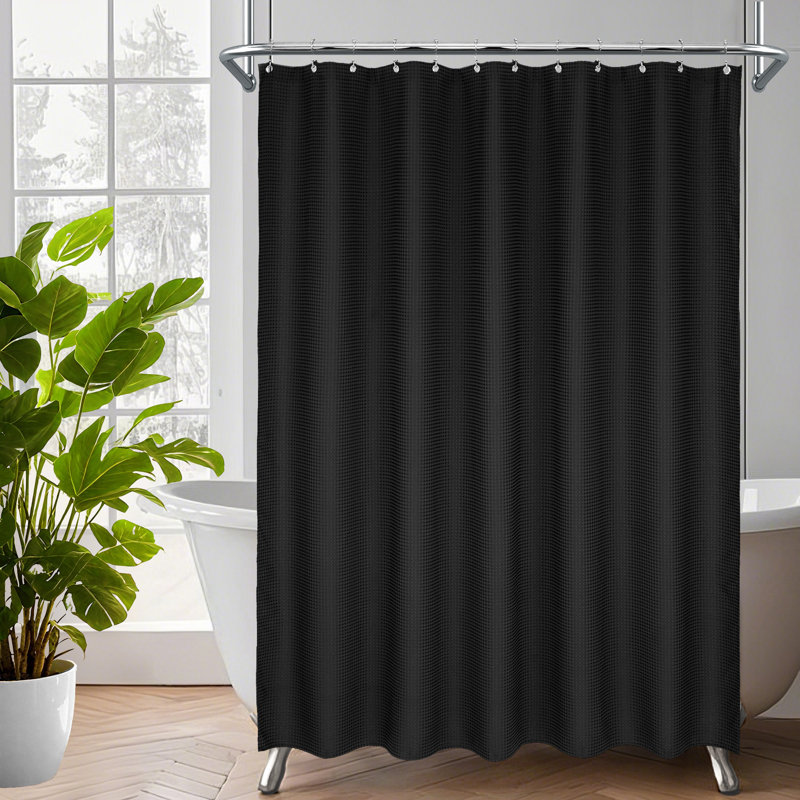 Rideau de douche à tissage gaufré, H 72 po x l 71 po, Noir