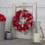 Couronne artificielle rouge et rose en bois avec baies blanches 12 pouces