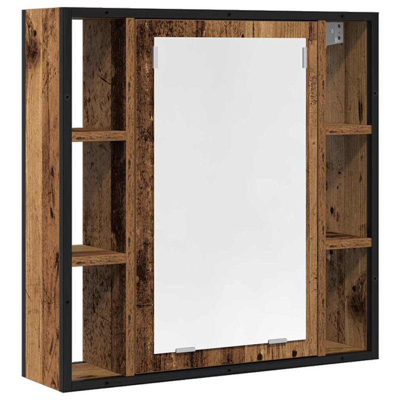 vidaXL Bathroom Mirror Cabinet, Old Wood