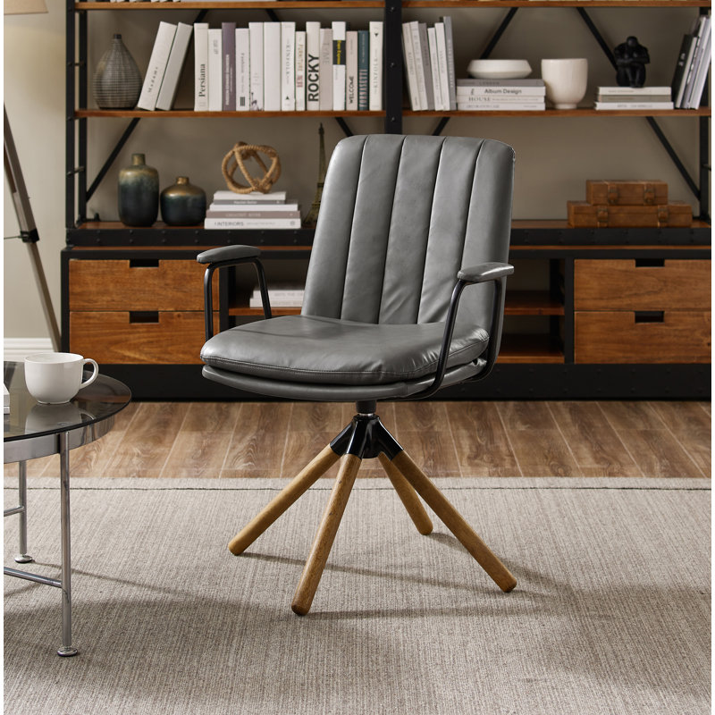 Chaise de bureau pivotante en similicuir Jadd, Gris