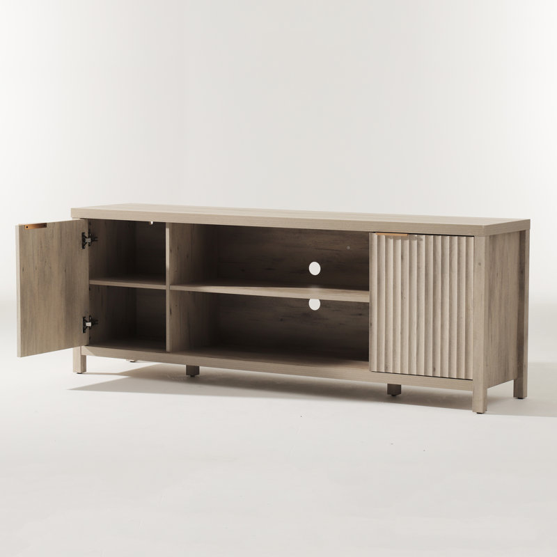 Crédence de rangement l 67 po Nicolee, Chêne gris-beige, H 25 po x l 67 po x P 15,4 po
