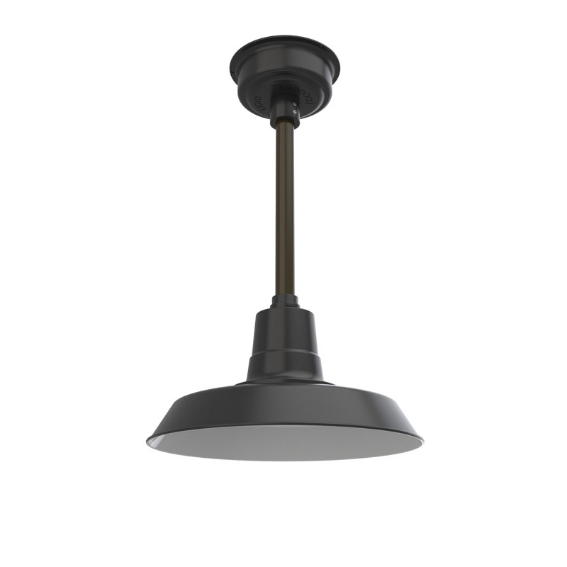 Luminaire suspendu en forme de dôme à 1 lumière DEL Haleigh, H 48 po x l 14 po x P 14 po, Noir mat / acajou bronzé