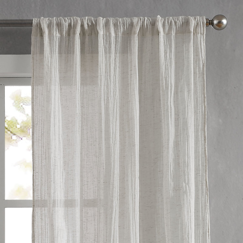 Solid Semi-Sheer Curtain Panels, Natural, 50" W x 108" H