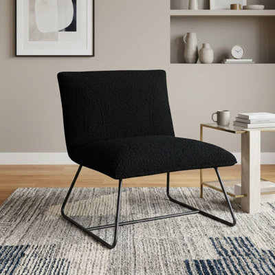 Klara 28.35" W Velvet Slipper Chair with Metal Sled Base