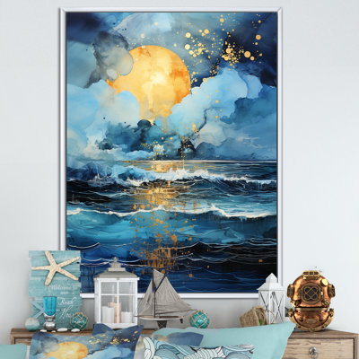 «Jaishon Teal Yellow Ocean Serenade Pastoral IV», reproduction d'art sur toile