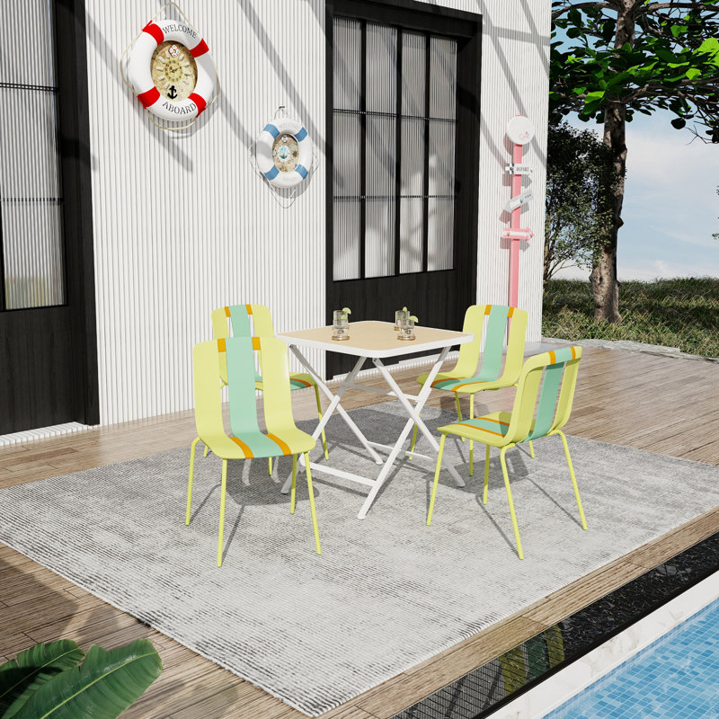 Chaises de salle à manger de patio durables, structure en métal en plastique PP, intérieur moderne extérieur