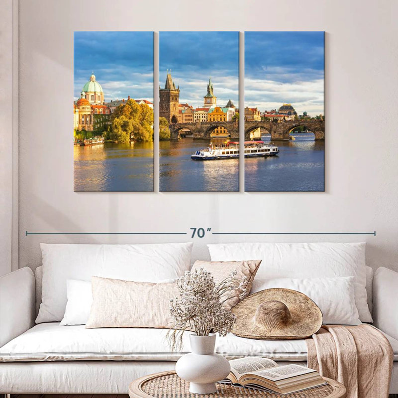 Vue pittoresque de Prague, H 32 po x l 50 po