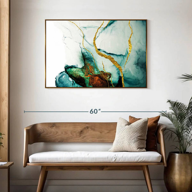 Lucilla stries dorées, Cadre flottant doré, 43 po x 29 po