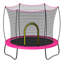 Trampoline rond rose de 55 pouces avec système élastique Bungee | Trampoline pour enfants sans filet avec filet de sécurité résistant aux rayons UV
