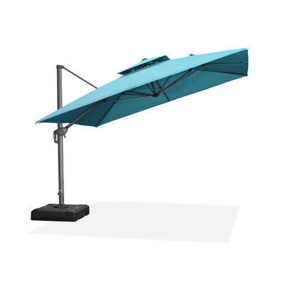 Okwu 11' Square Cantilever Umbrella, Without Base,Turquoise Blue