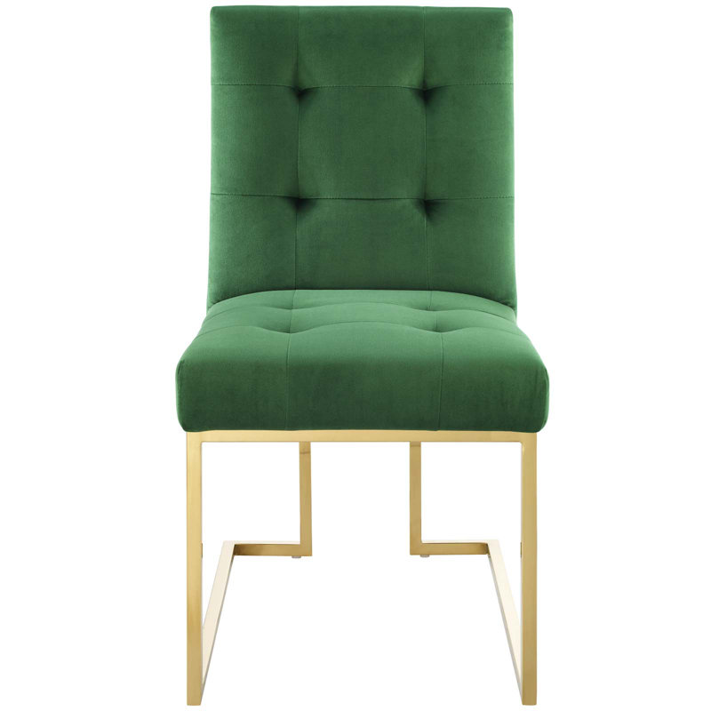 Chaise d'appoint en velours Privy, Émeraude, 1, Gold