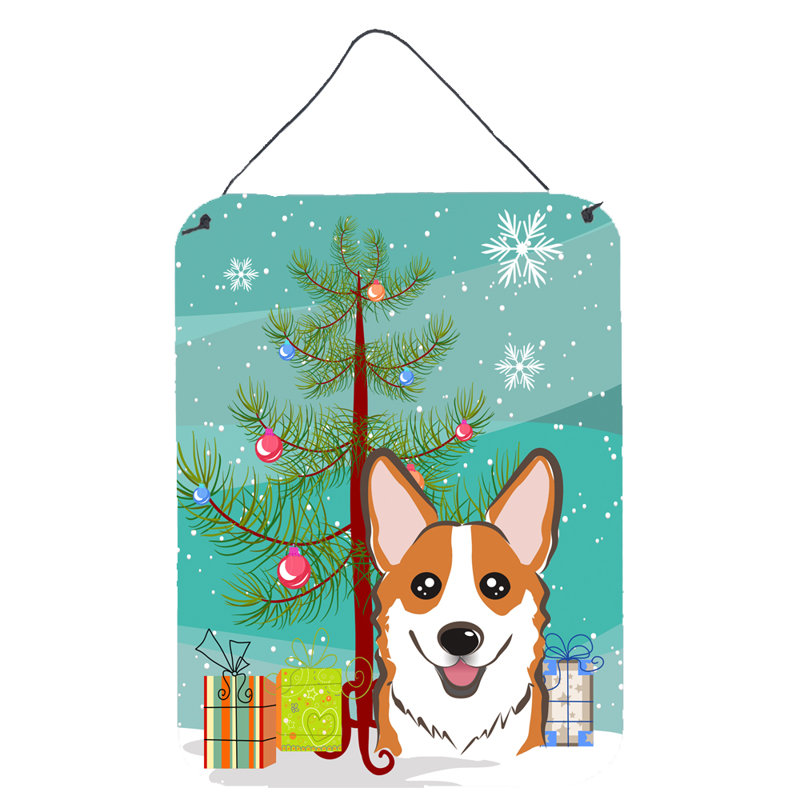 « christmas tree », impression sur plaque, H 16 po x l 12 po, Corgi
