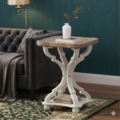 Table d'appoint style champêtre avec plateau à lèvres French Country