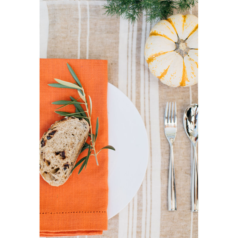 Hemstitch Square Napkin, Burnt Orange