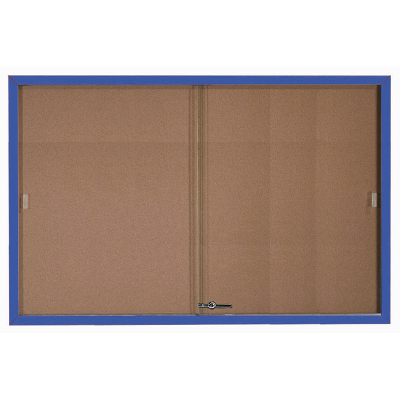 Tableau d'affichage mural fermé, Bleu thermolaqué, H 36 po x l 60 po