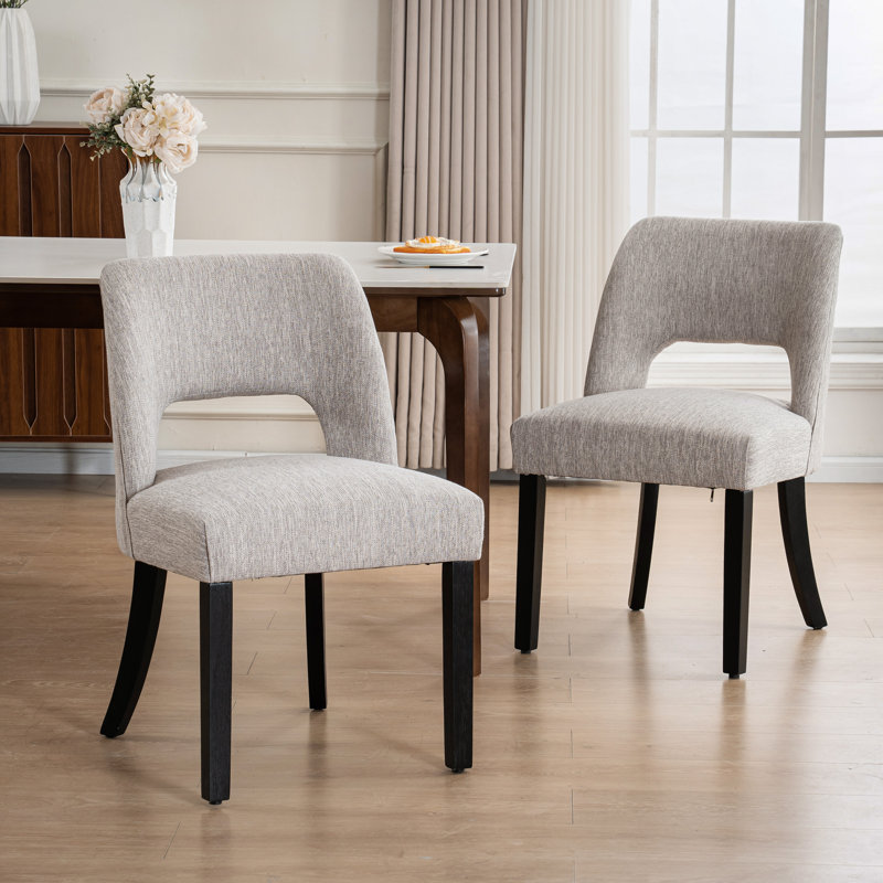 Nakenzie Linen Dining Chair With Solid Wood Legs (Set Of 2), Grey