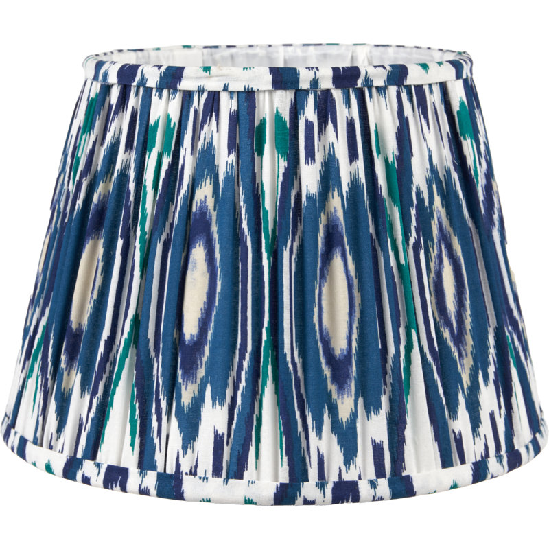 Pleated Cotton Cylinder Shade, Blue, 31cm H x 45cm W x 45cm D