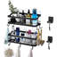 Ensemble de 2 tablettes de douche pour salle de bain, panier avec 8 crochets pour suspendre le shampooing, organisateur de rangement mural en acier inoxydable pour la cuisine