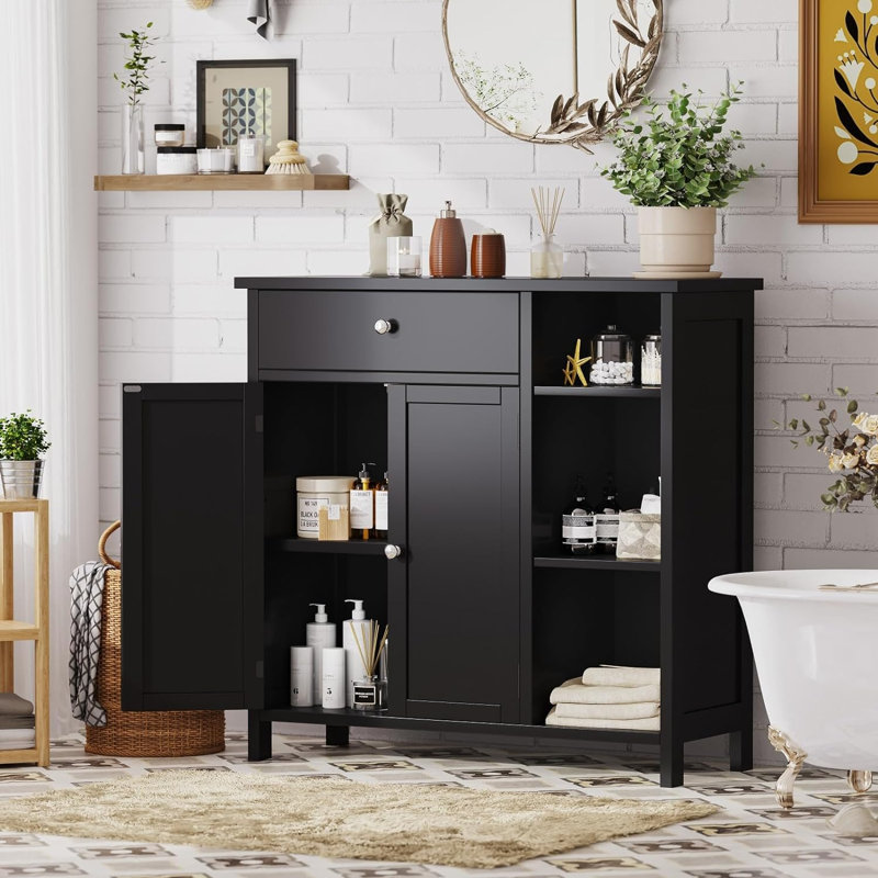 Freestanding Bathroom Cabinet, Black