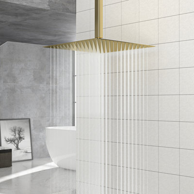 16" Square Rainfall Shower Head, Wall/Ceiling Mounted