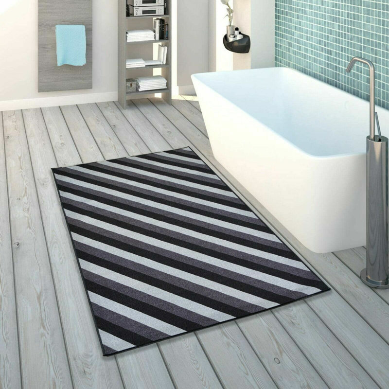 Jadzia Geometric Indoor / Outdoor Area Rug, Grey/Black, Runner 120 x 170cm