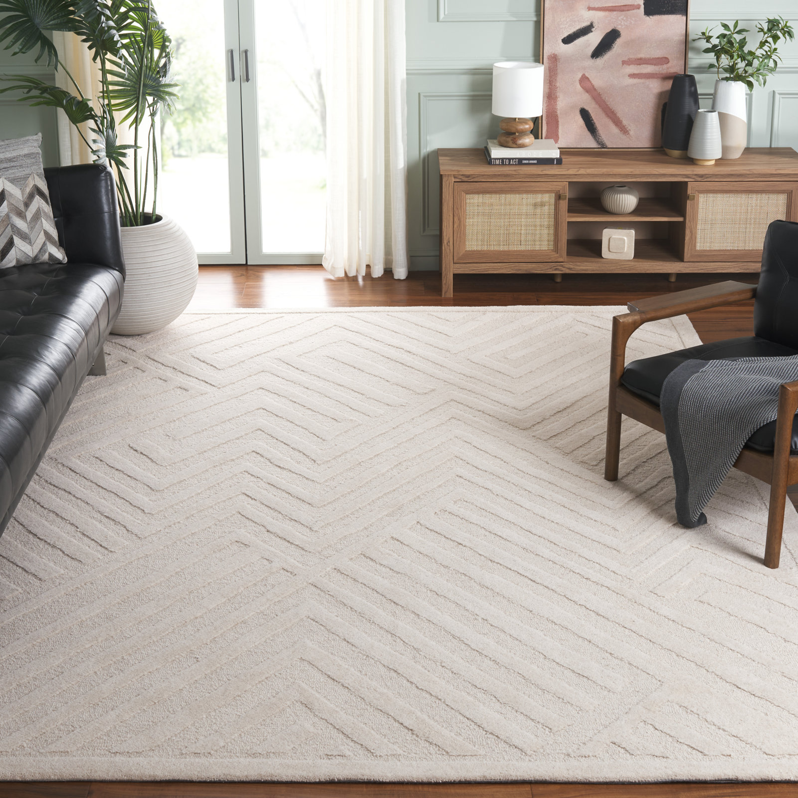 Ginna Hand-Tufted Wool Geometric Rug, Rectangle 8' x 10'