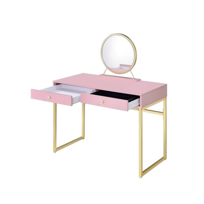 Bureau de coiffeuse en bois avec miroir