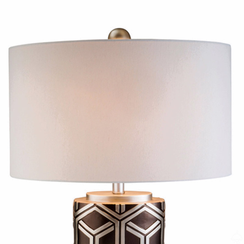Grande lampe de table 29,5 "en polyrésine tissée argentée