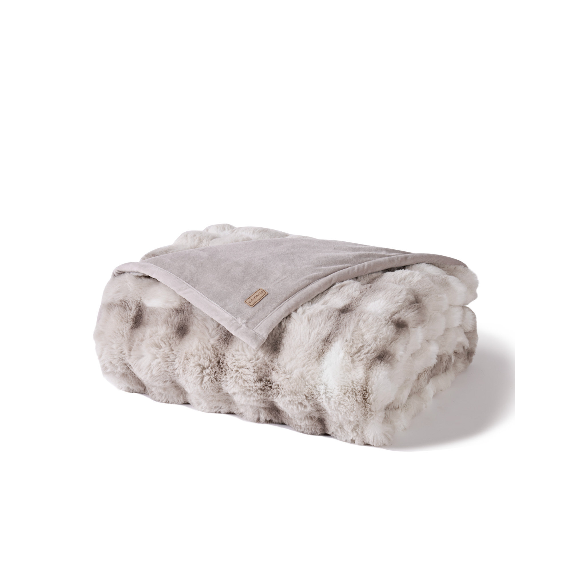Ridgeline Faux Fur Throw Blanket, Light Gray, 90" L x 80" W