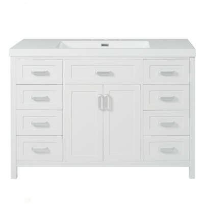Meuble-lavabo 48 po avec lavabo, 2 portes et 8 tiroirs, système de fermeture en douceur, conception classique