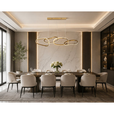 Lustre 4 lumières en acier inoxydable doré avec cristaux transparents