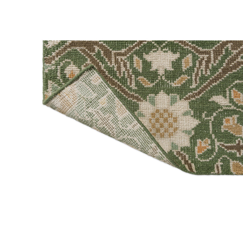 Hand Knotted Wool Floral Area Rug in Indigo, Rectangle 6'7" x 9'2"