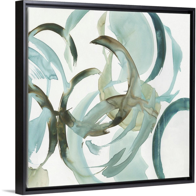Reproduction d’art sur toile, "Hypnotic Curves I" par PI studio, Cadre flottant noir, H 26 po x l 26 po x P 1,75 po