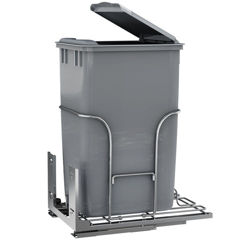 Balconera 43-QT Pull-Out Trash Can With Lid Single Bins Sliding Under Mount Kitchen Pullout Waste Container Trash Can